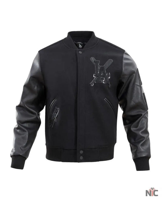 Dodgers Pro Triple Black Wool Varsity Jacket
