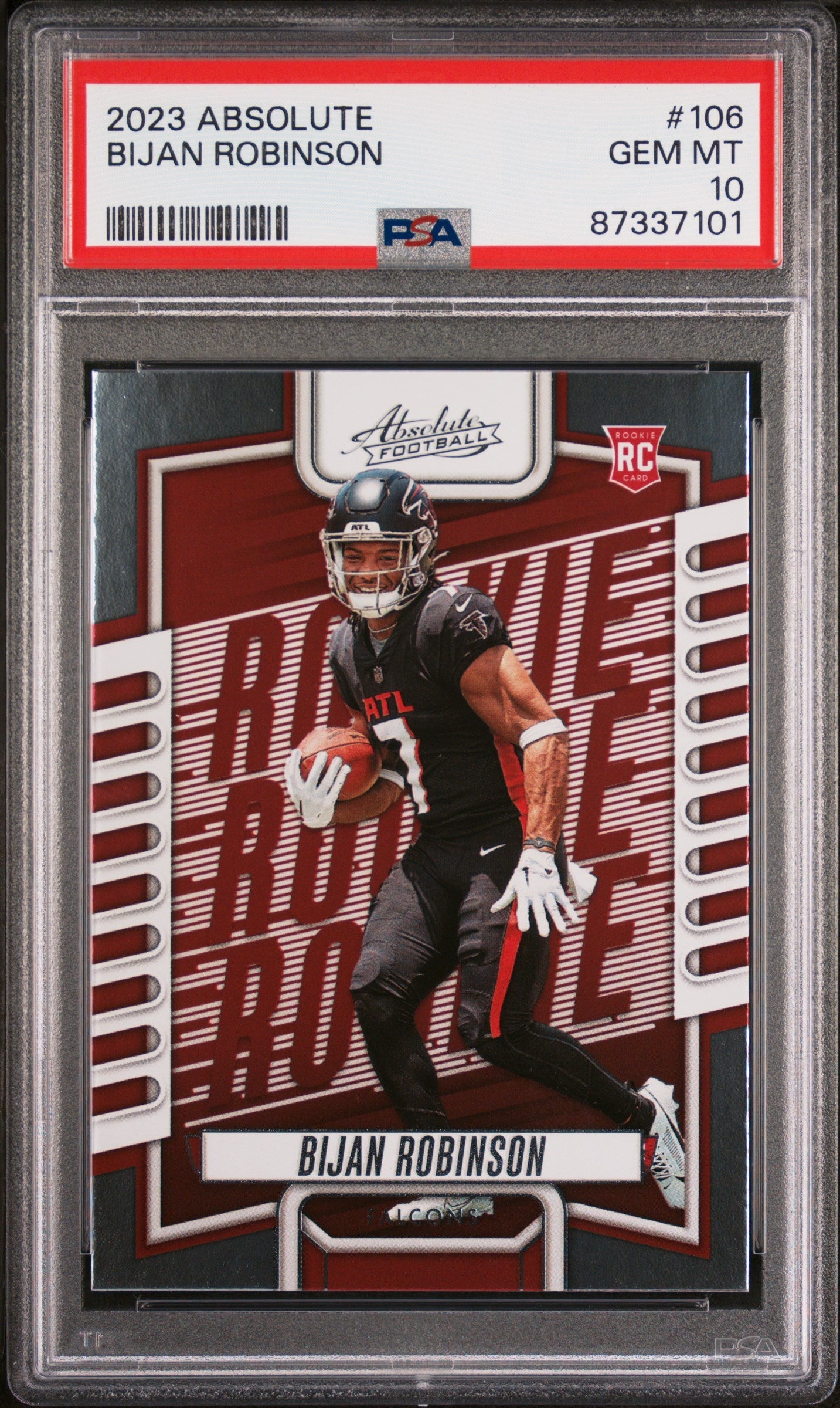 Graded 2023 Panini Absolute Bijan Robinson #106 Rookie RC Football Card PSA 10 Gem Mint