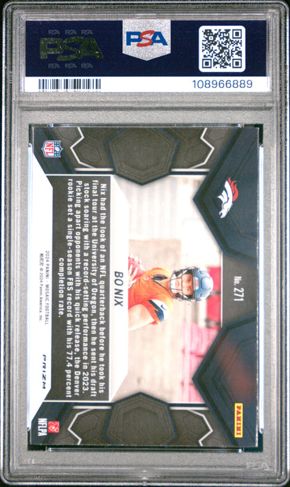 Graded 2024 Panini Mosaic Bo Nix #271 Reactive Blue Rookie RC Football Card PSA 10 Gem Mint
