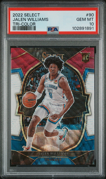 Graded 2022 Panini Select Jalen Williams #90 Tri Color Rookie RC Basketball Card PSA 10 Gem Mint