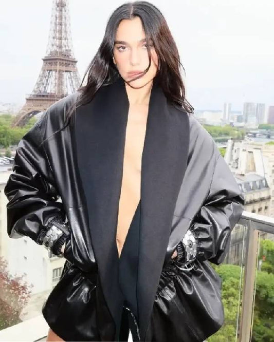 Dua Lipa Harper’s Bazaar US Black Leather Jacket
