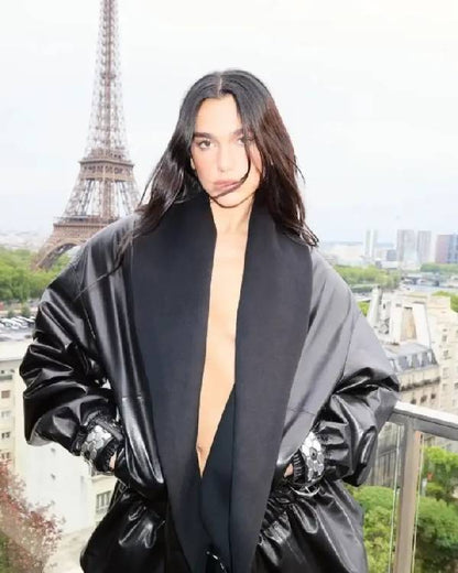 Dua Lipa Harper’s Bazaar US Black Leather Jacket