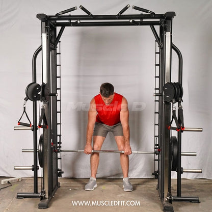 Muscle D Fitness Dual Adjustable Pulley Smith Combo – Full Body Trainer