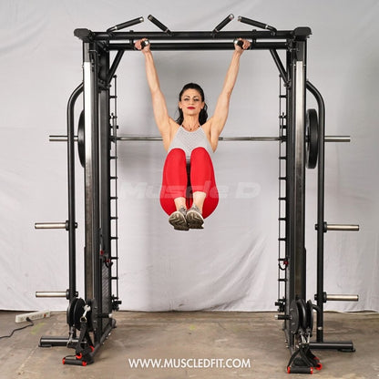 Muscle D Fitness Dual Adjustable Pulley Smith Combo – Full Body Trainer