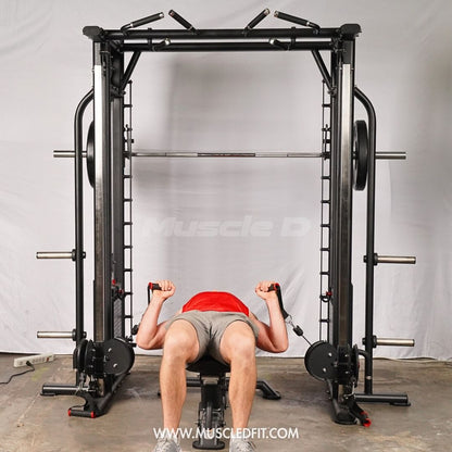Muscle D Fitness Dual Adjustable Pulley Smith Combo – Full Body Trainer