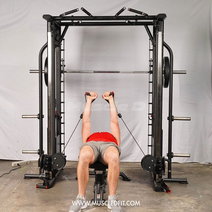 Muscle D Fitness Dual Adjustable Pulley Smith Combo – Full Body Trainer