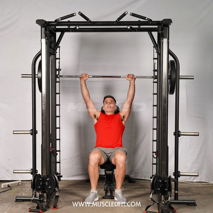 Muscle D Fitness Dual Adjustable Pulley Smith Combo – Full Body Trainer