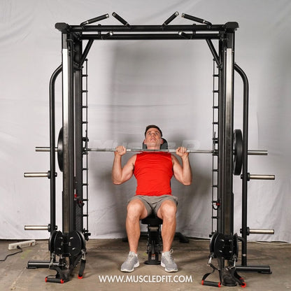 Muscle D Fitness Dual Adjustable Pulley Smith Combo – Full Body Trainer