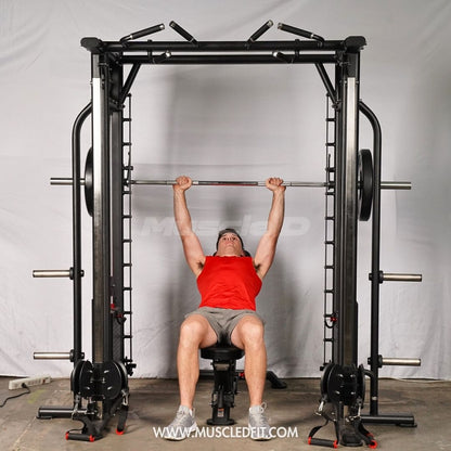 Muscle D Fitness Dual Adjustable Pulley Smith Combo – Full Body Trainer
