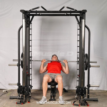 Muscle D Fitness Dual Adjustable Pulley Smith Combo – Full Body Trainer