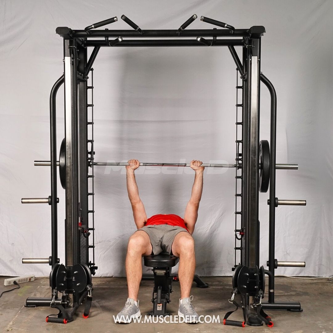 Muscle D Fitness Dual Adjustable Pulley Smith Combo – Full Body Trainer