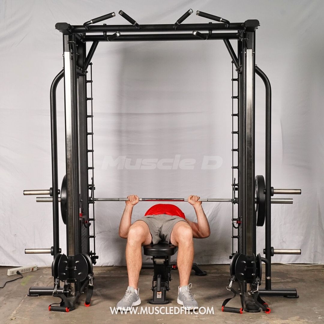 Muscle D Fitness Dual Adjustable Pulley Smith Combo – Full Body Trainer