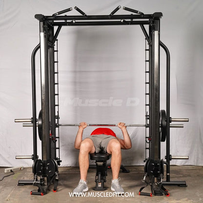 Muscle D Fitness Dual Adjustable Pulley Smith Combo – Full Body Trainer
