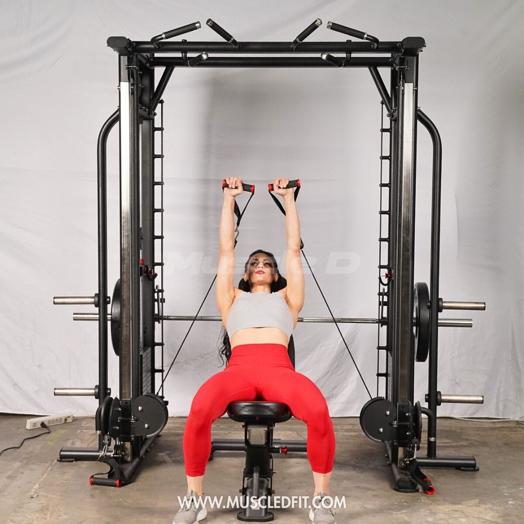 Muscle D Fitness Dual Adjustable Pulley Smith Combo – Full Body Trainer