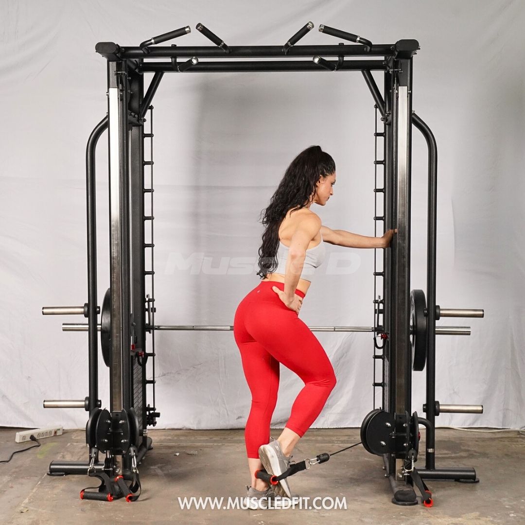 Muscle D Fitness Dual Adjustable Pulley Smith Combo – Full Body Trainer