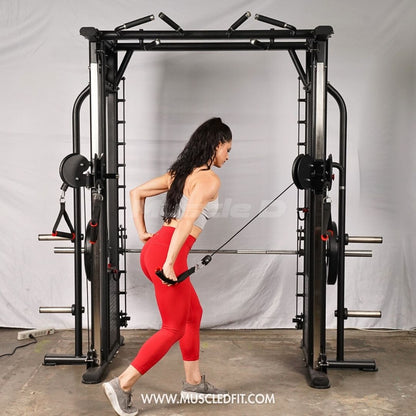 Muscle D Fitness Dual Adjustable Pulley Smith Combo – Full Body Trainer