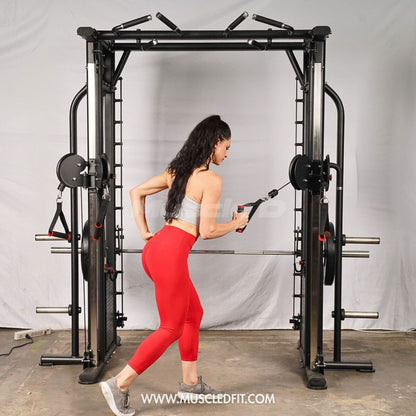 Muscle D Fitness Dual Adjustable Pulley Smith Combo – Full Body Trainer