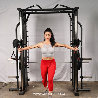 Muscle D Fitness Dual Adjustable Pulley Smith Combo – Full Body Trainer