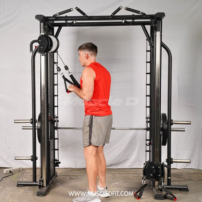 Muscle D Fitness Dual Adjustable Pulley Smith Combo – Full Body Trainer
