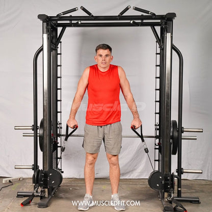Muscle D Fitness Dual Adjustable Pulley Smith Combo – Full Body Trainer