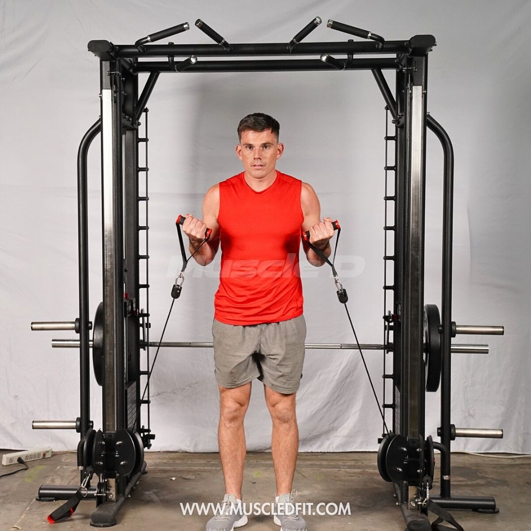 Muscle D Fitness Dual Adjustable Pulley Smith Combo – Full Body Trainer