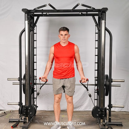 Muscle D Fitness Dual Adjustable Pulley Smith Combo – Full Body Trainer