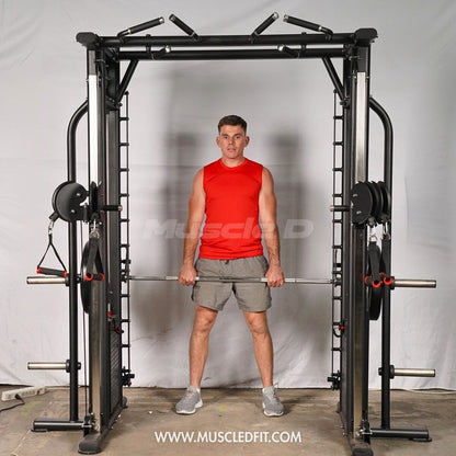 Muscle D Fitness Dual Adjustable Pulley Smith Combo – Full Body Trainer