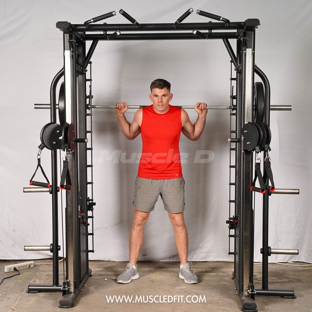 Muscle D Fitness Dual Adjustable Pulley Smith Combo – Full Body Trainer