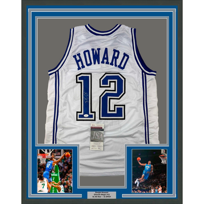 Framed Autographed/Signed Dwight Howard 35x39 Orlando White Basketball Jersey JSA COA