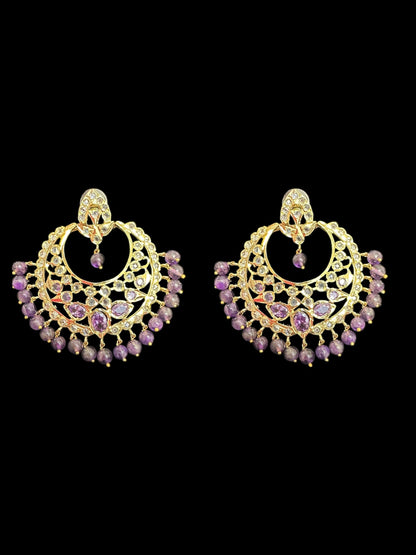 DER747  Noor chandbali in amethyst  (SHIPS IN 3 WEEKS )