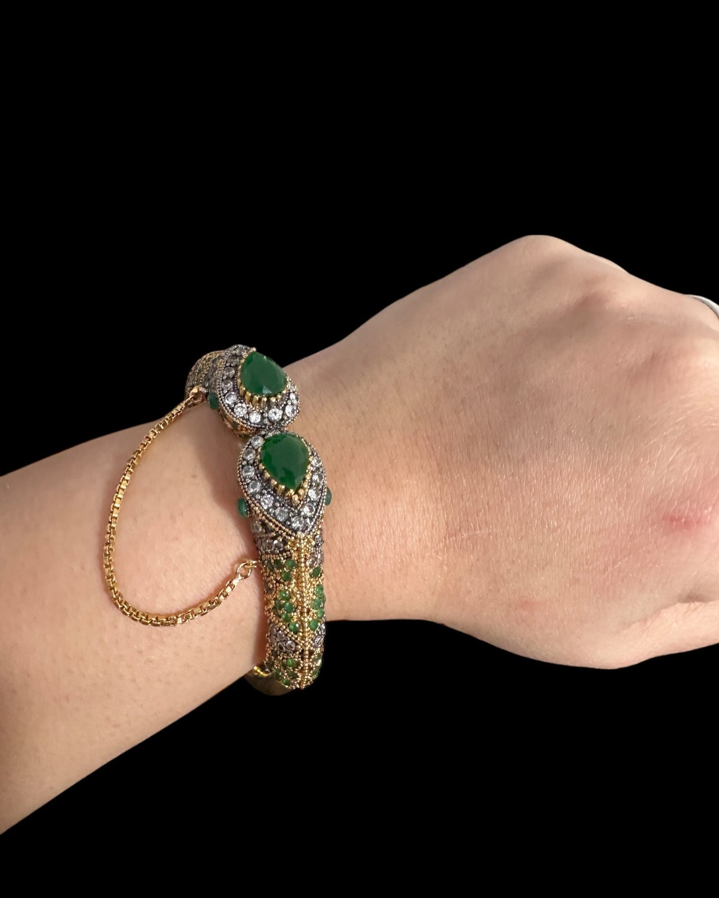 BG805 SALWA zircon bangles - Green openable ( SHIPS IN 4 WEEKS )