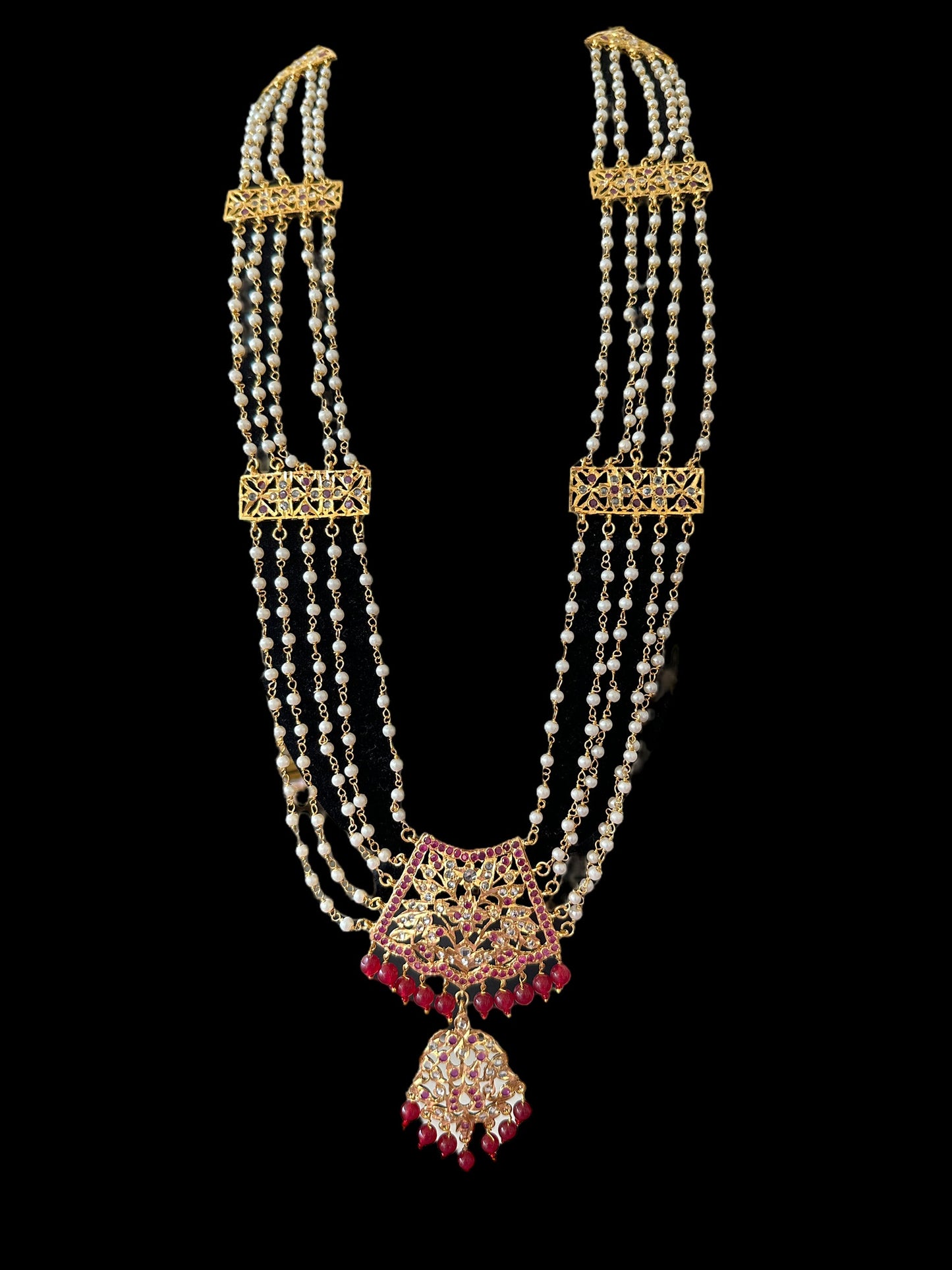 DLN54 Aabha chandan haar (rubies)( SHIPS IN 4 WEEKS )