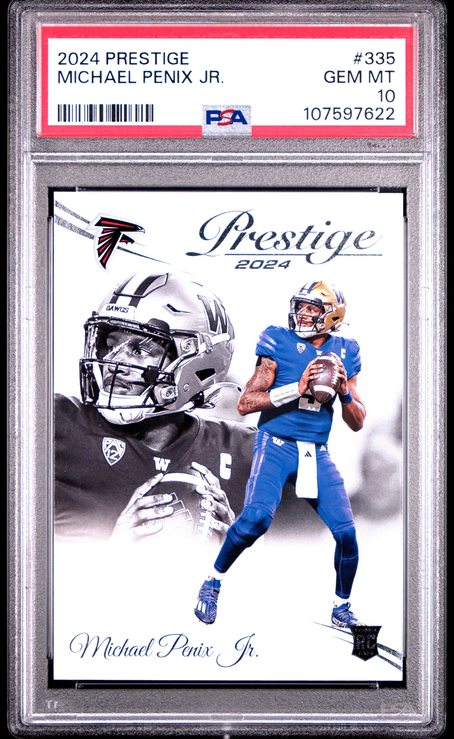 Graded 2024 Panini Prestige Michael Penix Jr #335 Rookie RC Football Card PSA 10 Gem Mint