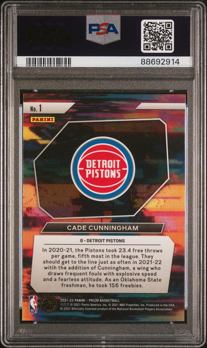 Graded 2021 Panini Prizm Cade Cunningham #1 Instant Impact Rookie RC Basketball Card PSA 10 Gem Mint