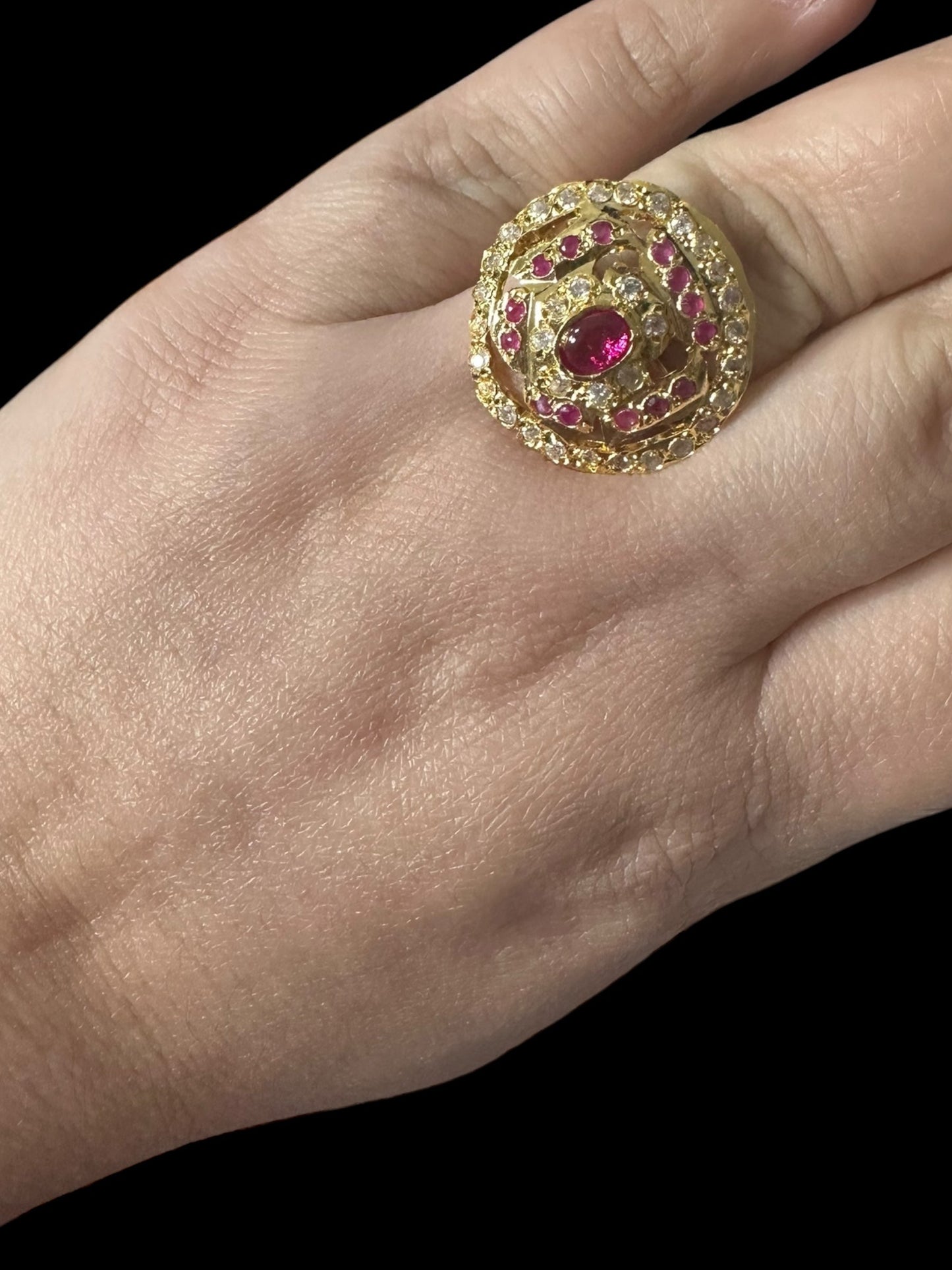 Ruby zircon jadau ring ( READY TO SHIP )
