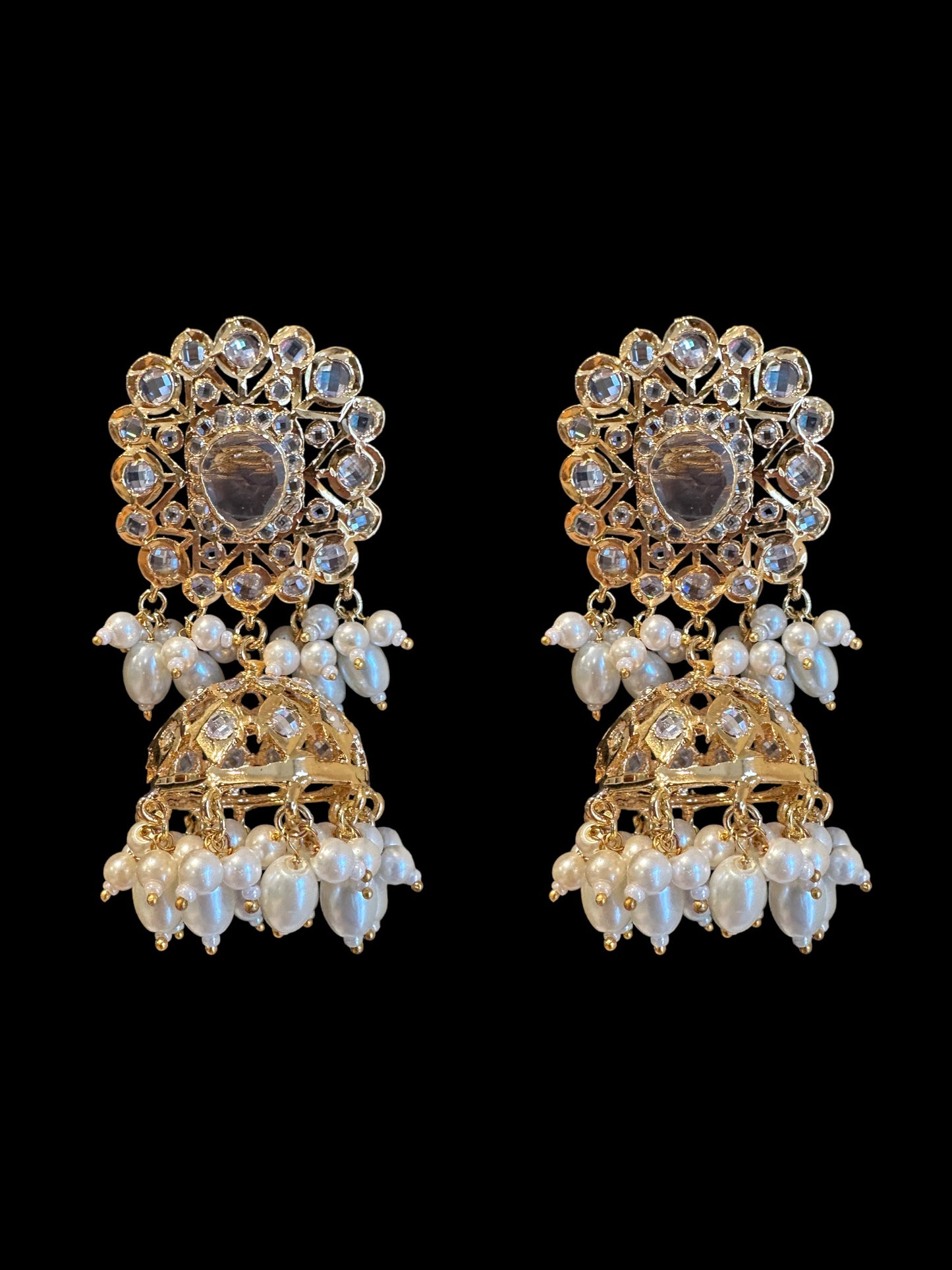 C332 Hyderabadi  choker set in pearls  with jhumka ( SHIPS IN 4 WEEKS  )