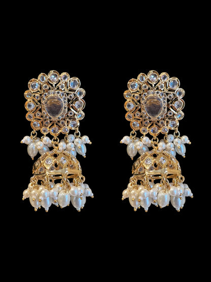 C332 Hyderabadi  choker set in pearls  with jhumka ( SHIPS IN 4 WEEKS  )