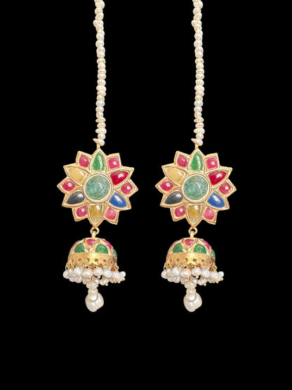 BR471 Naheed navratan bridal set with fresh water pearls and gemstones ( READY TO SHIP )