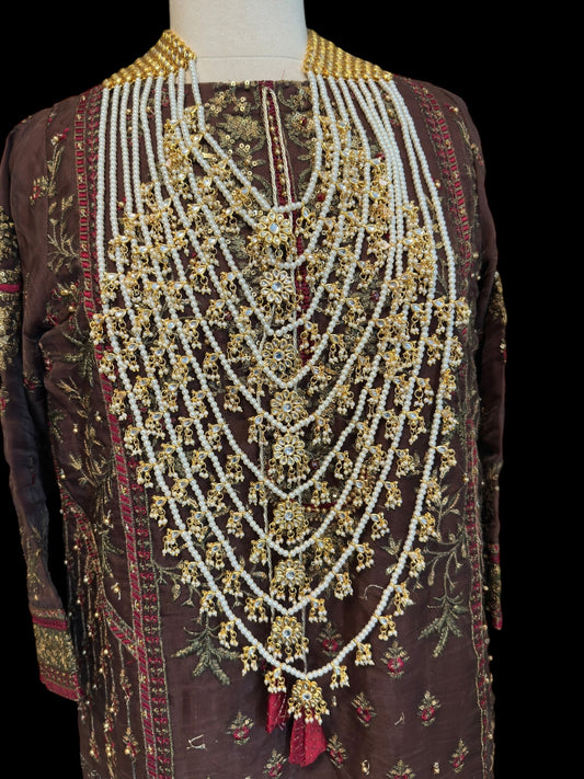 SAT108 ANSA 9 layer satlada in kundan and pearls ( READY TO SHIP )