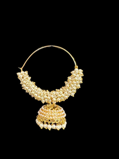DER138 Gold plated pearl studded hoop earrings  (READY TO SHIP  )