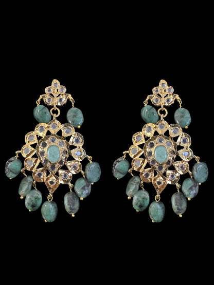 DLN125 SHARNAZ Gold plated Rani haar in real emerald beads ( READY TO SHIP )