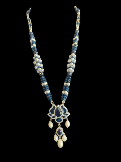 DLN101  Maria mala  and earrings set in blue ( SHIPS IN 4 WEEKS )