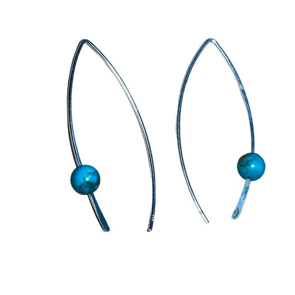 Turquoise Crescent Bertoni Earrings - Sterling Silver