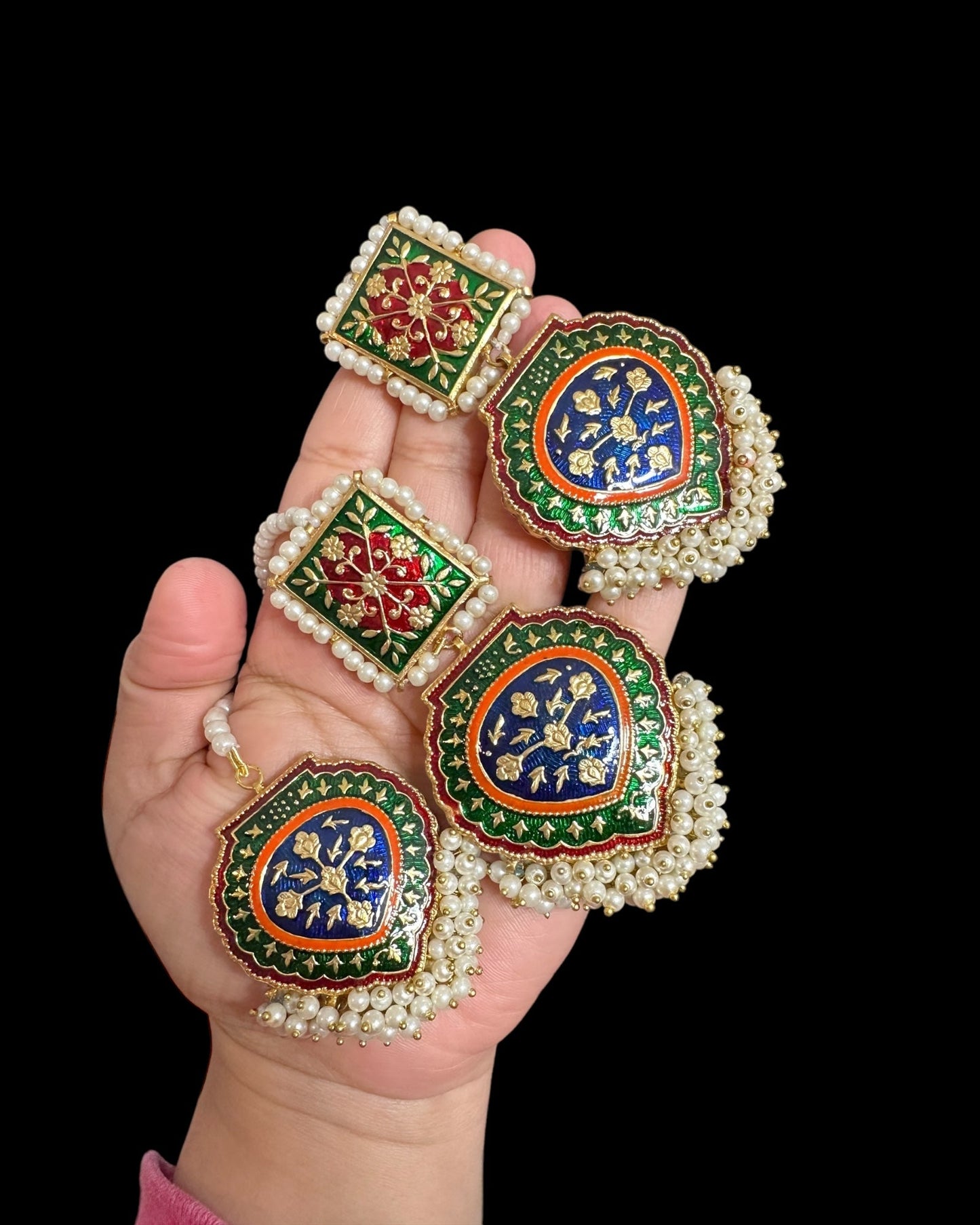 Ulfat meenakari earrings DER15 (READY TO SHIP )