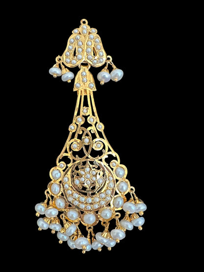 Gold plated silver earrings in fresh water pearls ( READY TO SHIP)
