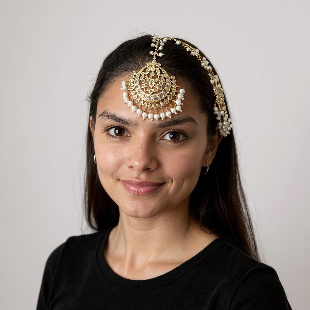 JTK10 Hira jhoomar and tika  in pearls ( SHIPS IN 3 WEEKS )