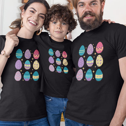 Easter Eggs Matching Organic Cotton T-Shirts Family Set (Set of 3)