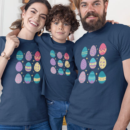 Easter Eggs Matching Organic Cotton T-Shirts Family Set (Set of 3)