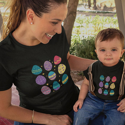 Easter Eggs Mom and Child Organic Cotton T-Shirts family Set (Set of 2)