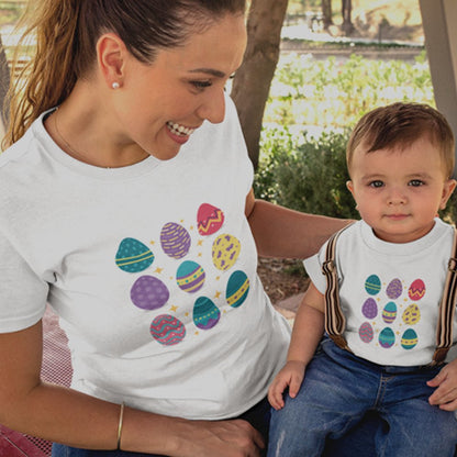 Easter Eggs Mom and Child Organic Cotton T-Shirts family Set (Set of 2)